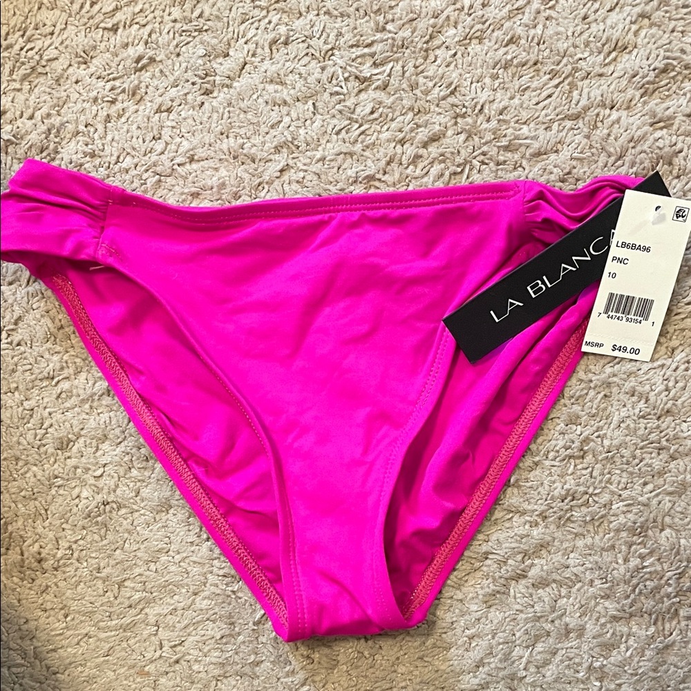 NWT Sz 10 La Blanca Hipster Bright Pink Bikini Bottom